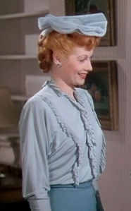 Lucille in blue ruffled blouse with Bud from Best Foot Forward movie - cropped pic